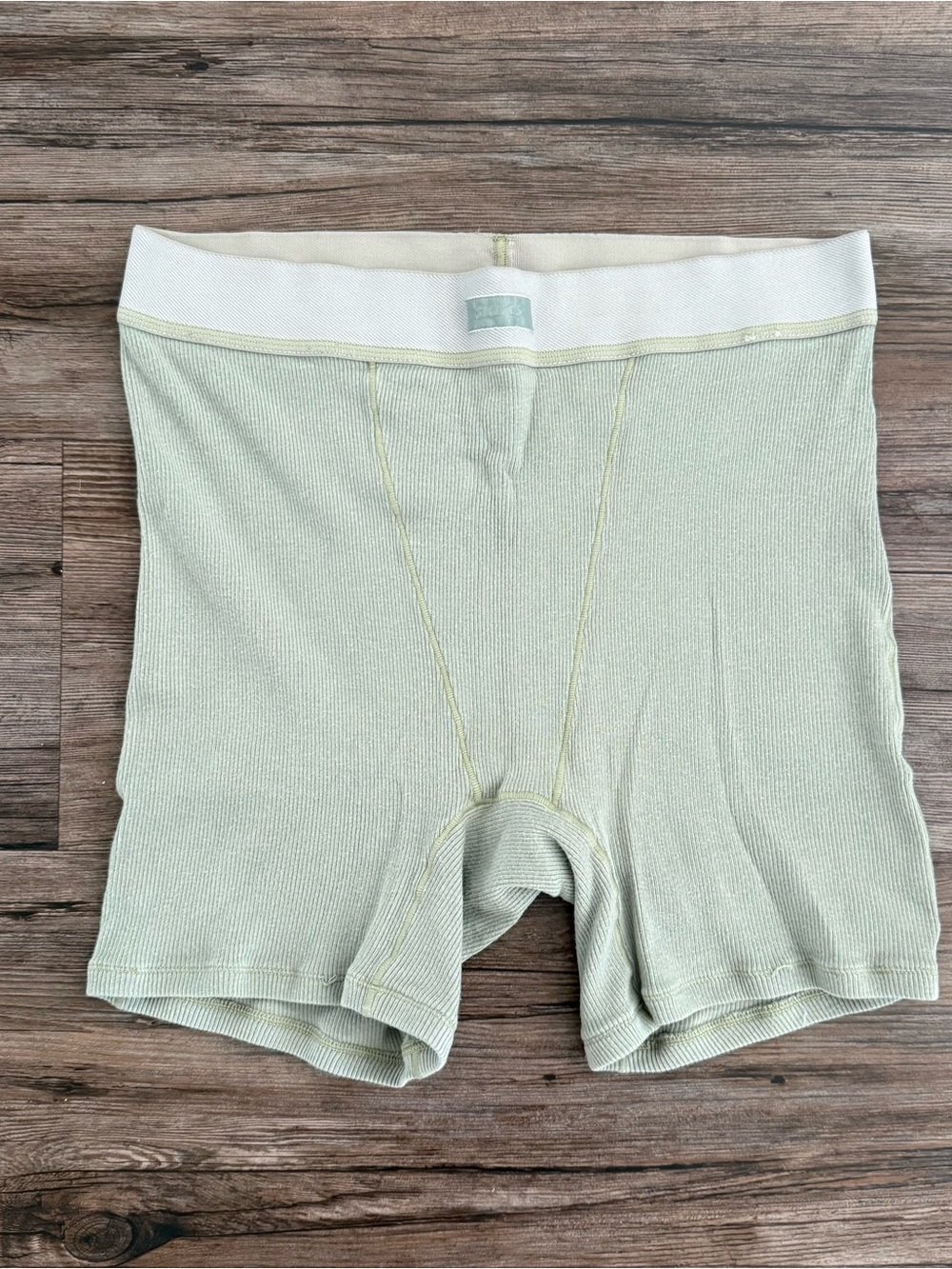 Skim Cotton Ribbed Boxer Sage Green M